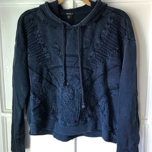 Navy Blue Cropped Hoodie